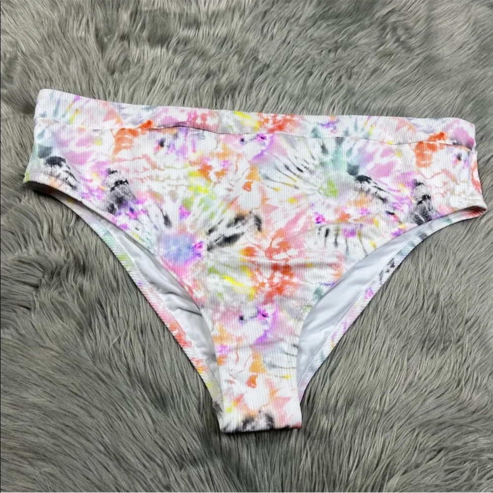 Xhilaration Plus Size 24W/26W High Leg High Waist Tie Dye Swim Bottom